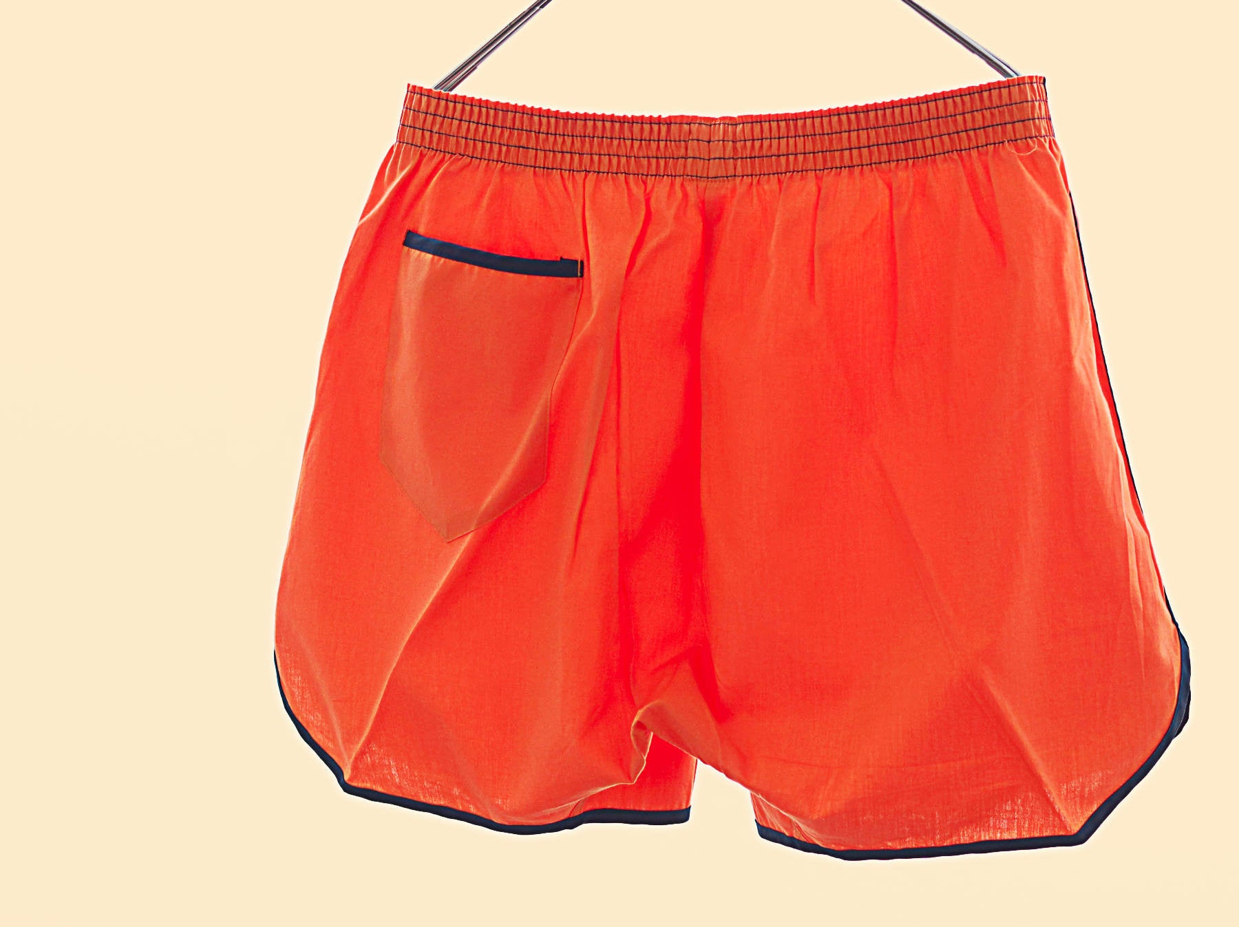 ビンテージメンズアンダーウェア。オレンジ色のボクサーパンツ。Vintage Boxer Shorts, Vintage Shorts, Orange Mens Underwear